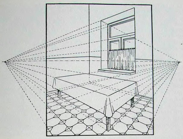 Искаженное изображение комнаты в перспективе