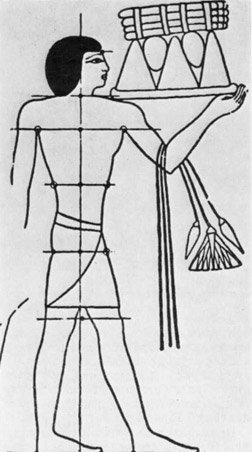 Незаконченный древнеегипетский рисунок фигуры человека