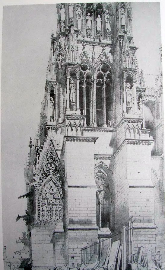 Ф. Чагин. Реймс, фрагмент башни Реймского собора