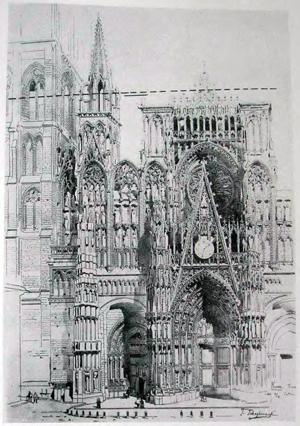Ф. Чагин. Руан. Фасад собора (центральная часть и башня)