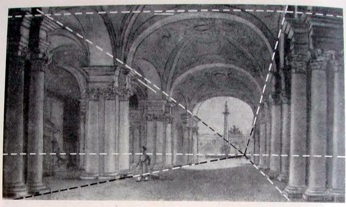 В. С. Садовников. Вид на Александровскую колонну через арку Зимнего дворца