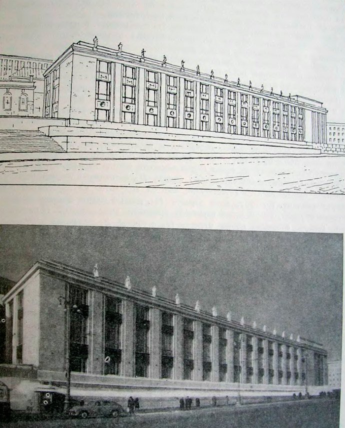 Перспективный вид нового здания библиотеки имени В. И. Ленина