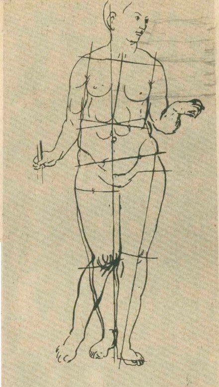 А. Дюрер. Рисунок женской фигуры